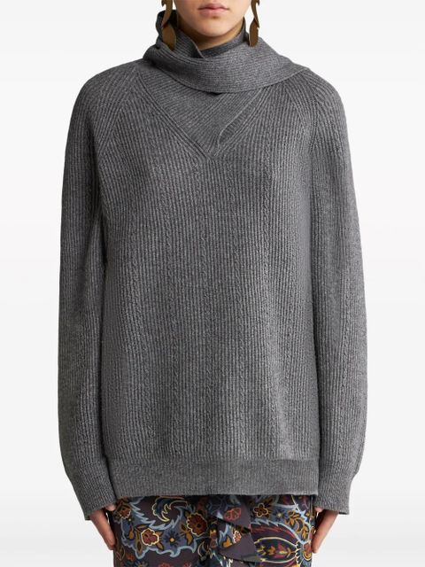 ETRO cashmere scarf sweater - Grey