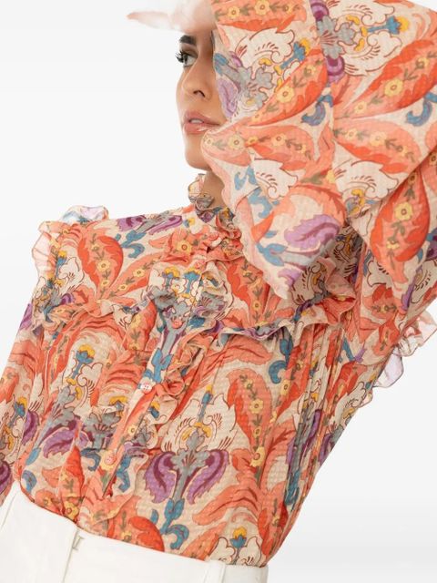 ETRO ruffle-detailed floral blouse - Pink