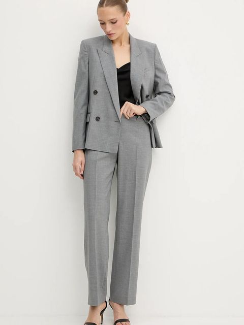 BOSS marynarka wełniana kolor szary dwurzędowa gładka 50543302 - zdjęcie produktu nr 2