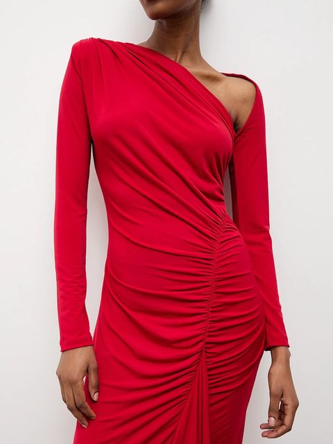 Answear.LAB sukienka kolor czerwony maxi dopasowana