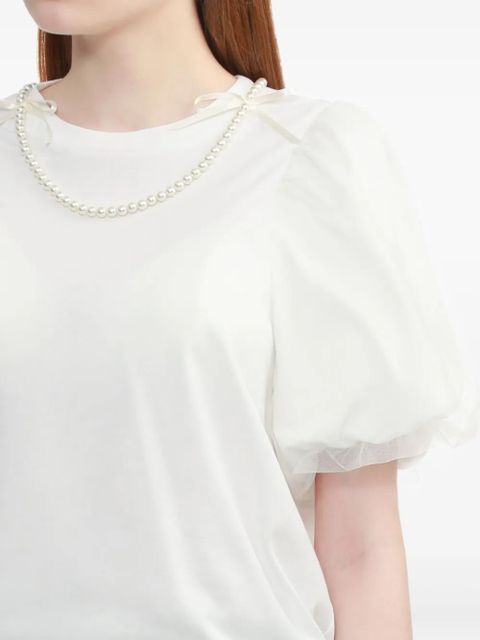 Simone Rocha pearl-embellished puff-sleeve top - White
