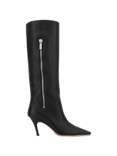 Amina Muaddi Mona leather zip boots - Black - zdjęcie produktu nr 1