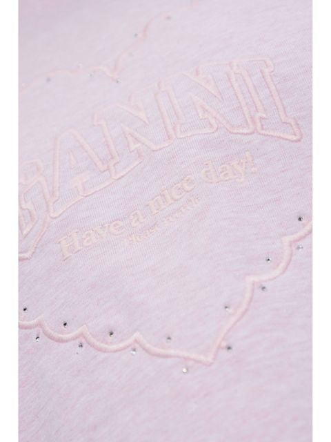 GANNI embroidered T-shirt - Pink