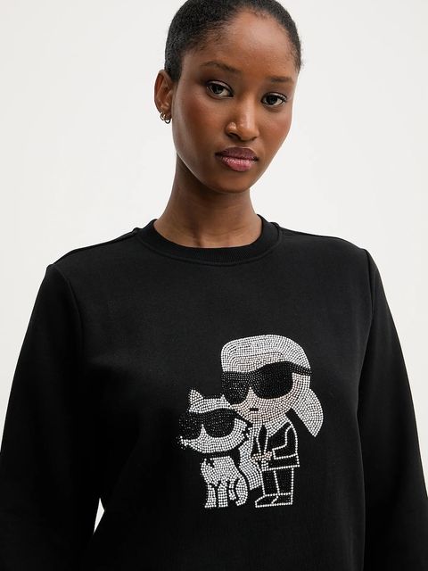 Karl Lagerfeld bluza IKON damska kolor czarny z nadrukiem A3W20069
