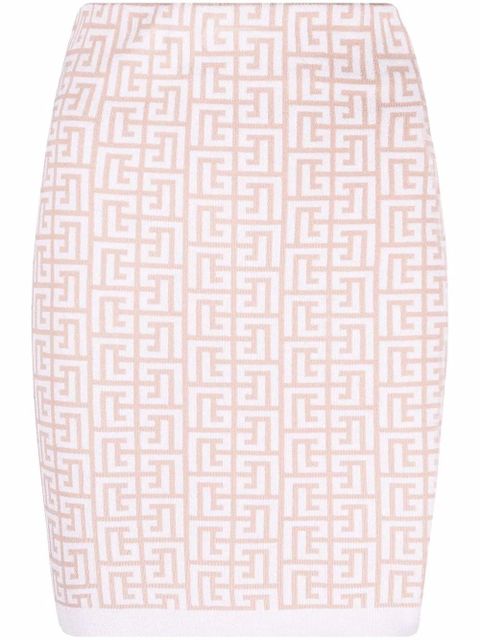 Balmain monogram knitted skirt - Neutrals - zdjęcie produktu nr 1