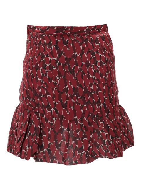 Saint Laurent ruffled abstract-print mini skirt - Red