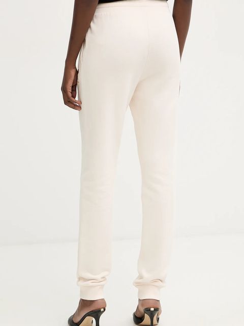 Armani Exchange spodnie dresowe bawełniane damskie kolor beżowy z aplikacją XW000808 AF16192