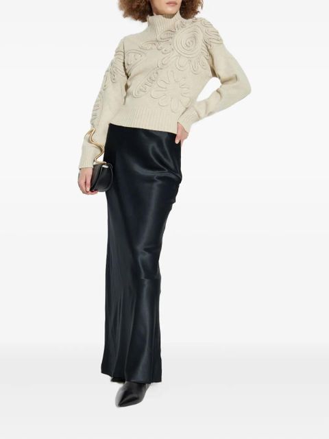Cult Gaia floral-applique mock-neck sweater - Neutrals