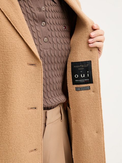 OUI płaszcz wełniany kolor brązowy 79918