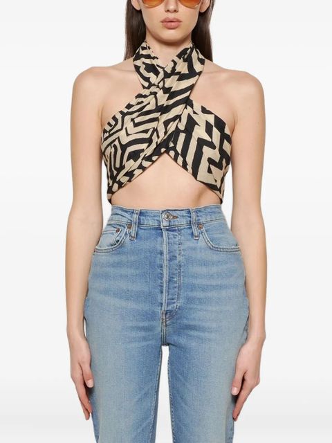 Johanna Ortiz halterneck print top - Black