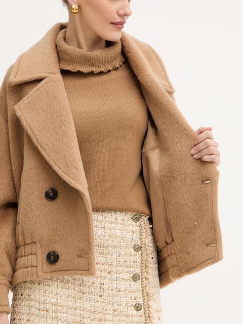 Luisa Spagnoli płaszcz wełniany kolor beżowy 542665