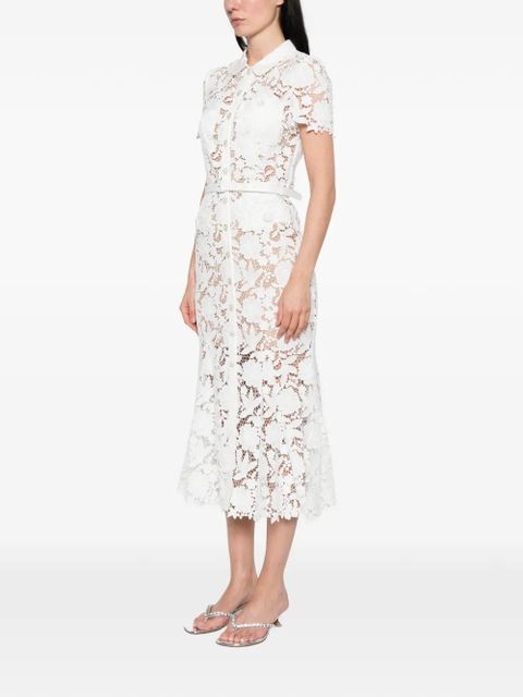 Self-Portrait lace collared midi dress - White