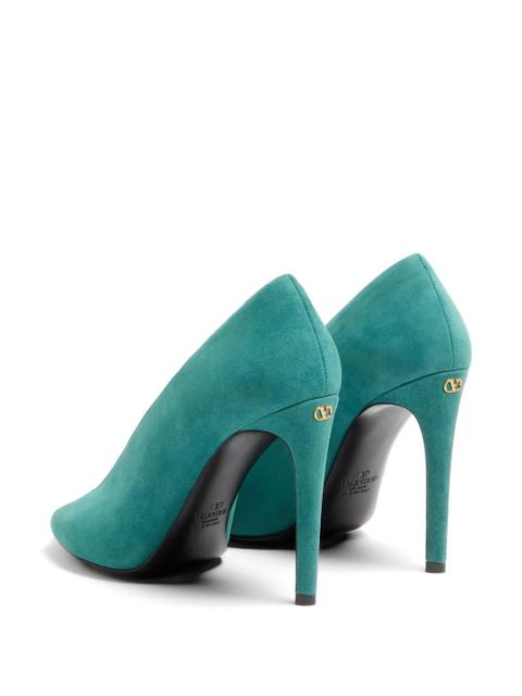 Valentino Garavani open-Toe révélé suede pumps 105mm - Blue