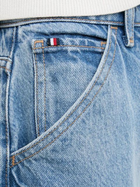 Tommy Hilfiger jeansy z domieszką lnu damskie kolor niebieski WW0WW46792