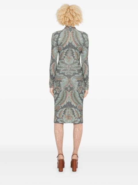ETRO high-neck floral-pattern dress - Blue