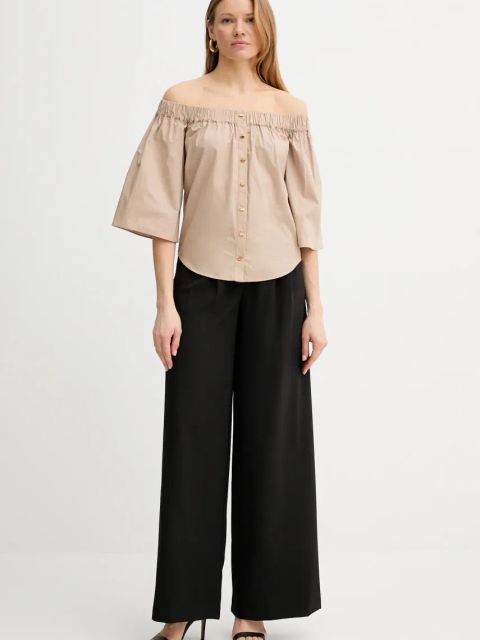 Marciano Guess bluzka bawełniana PAT damska kolor beżowy gładka 5GGH28 7315A