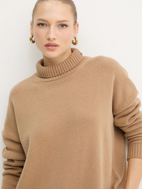 Weekend Max Mara sweter wełniany BORGIA damski kolor zielony z golfem 2525366112600