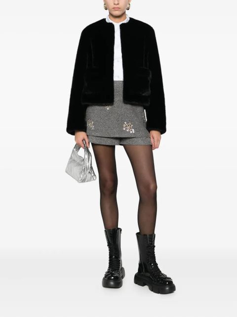 Maje crew-neck faux-fur jacket - Black - zdjęcie produktu nr 2