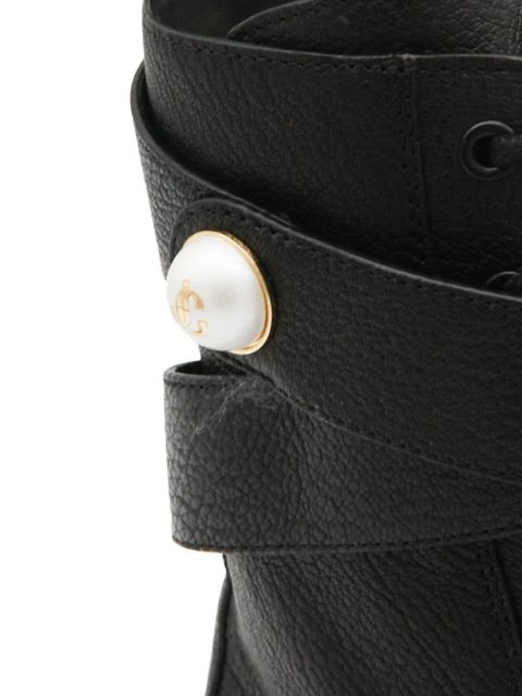 Jimmy Choo 45mm pearl-embellished lace-up combat boots - Black