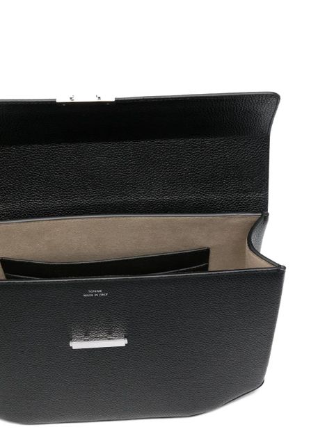 TOTEME medium grained-leather top-handle tote bag - Black