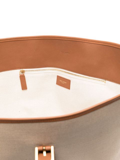 Saint Laurent Cassandre-tag canvas tote bag - Neutrals