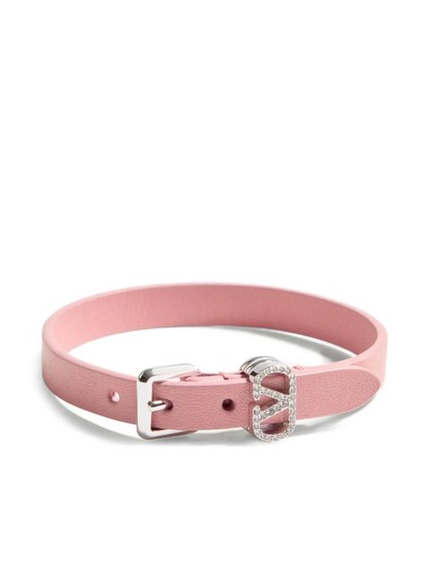 Valentino Garavani Ovalette Swarovski®-crystal leather bracelet - Pink