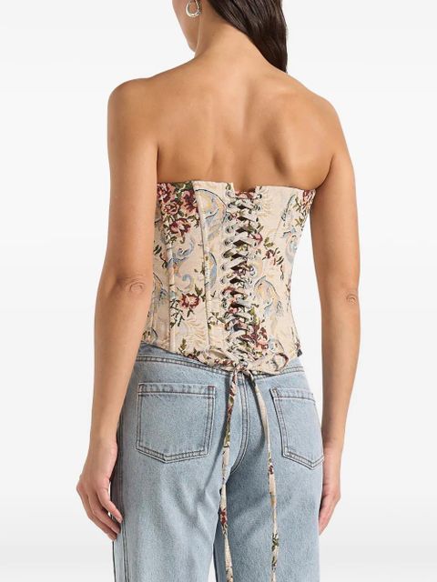 Manière De Voir Scarlett floral lace-up corset - Neutrals