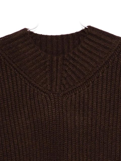 STAUD ribbed V-neck sweater - Brown - zdjęcie produktu nr 2