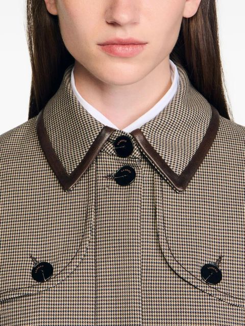 SANDRO pleated-panel single-breasted coat - Brown