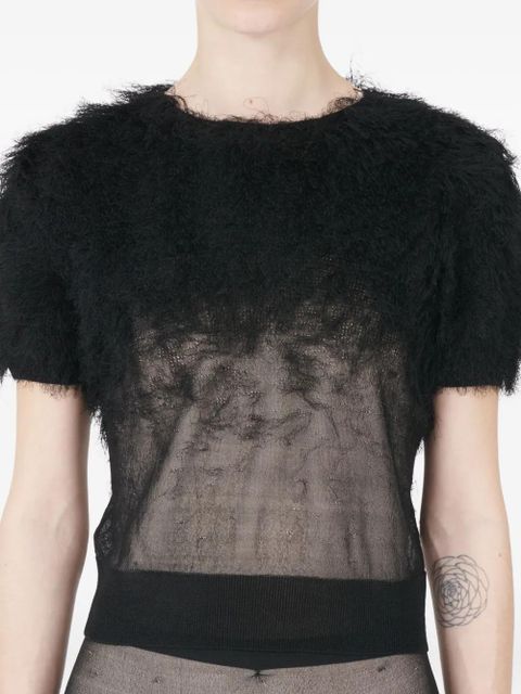Maison Margiela short-sleeved fuzzy blouse - Black
