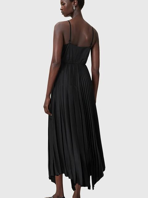 AllSaints sukienka i t-shirt JAX kolor czarny maxi rozkloszowana W326DB