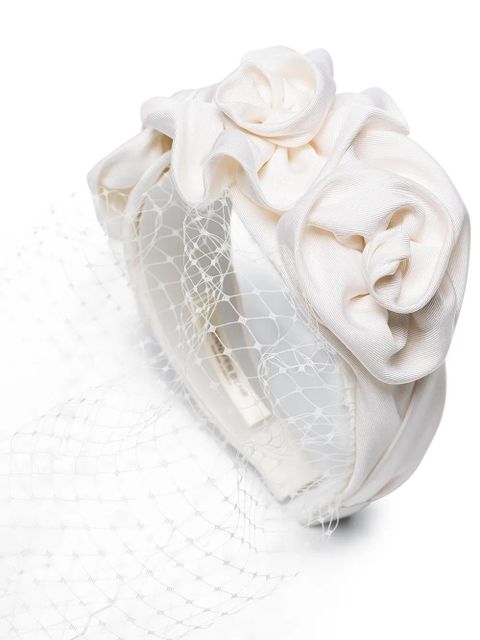 Jennifer Behr Triple Rosette veil headband - White