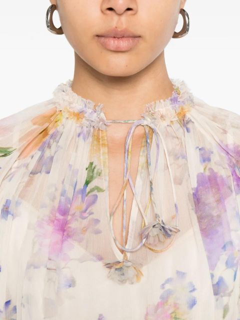 ZIMMERMANN Luna ruffled floral blouse - Neutrals