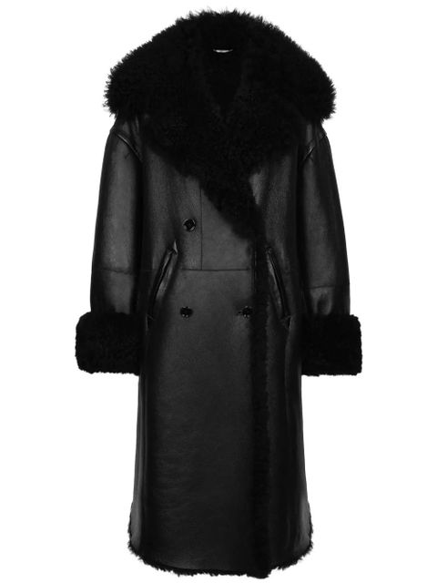 Dolce & Gabbana wide-lapels shearling-lining coat - Black - zdjęcie produktu nr 1