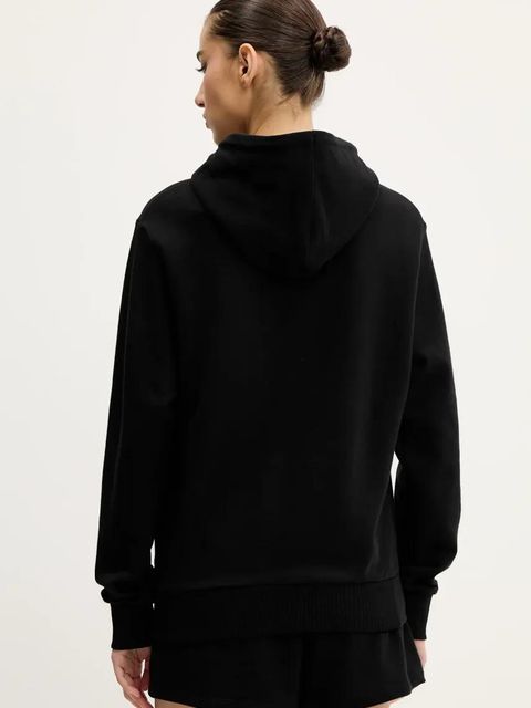 New Era bluza damska kolor czarny z kapturem z aplikacją 60564904