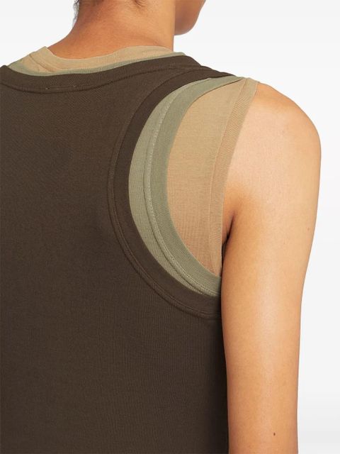 Jil Sander layered cotton tank top - Brown