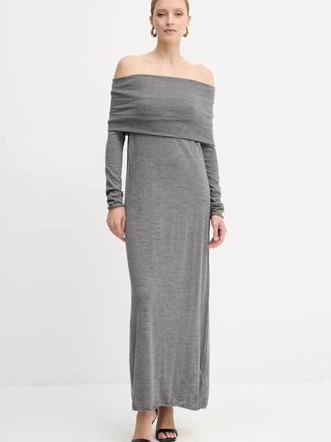 Liviana Conti sukienka wełniana kolor szary maxi prosta F5WA47 - zdjęcie produktu nr 1