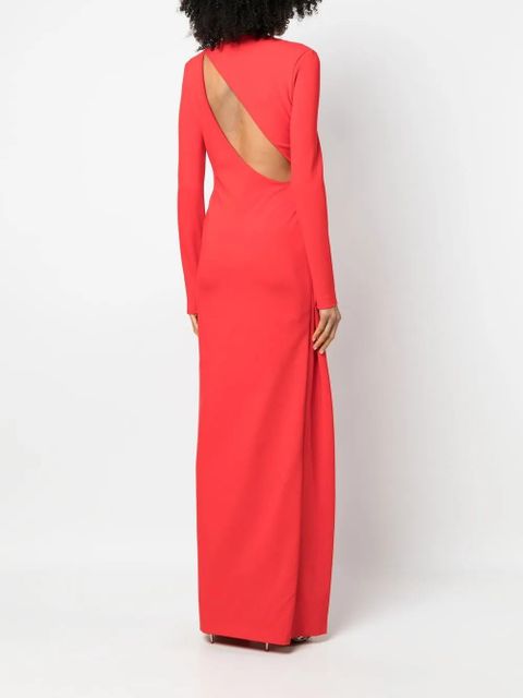 Alexander McQueen cut out-detail long-sleeved gown - Red