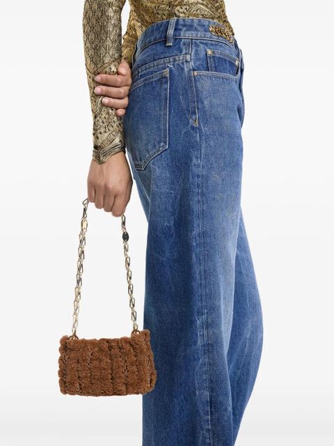 Rabanne 1969 Nano shearling shoulder bag - Brown