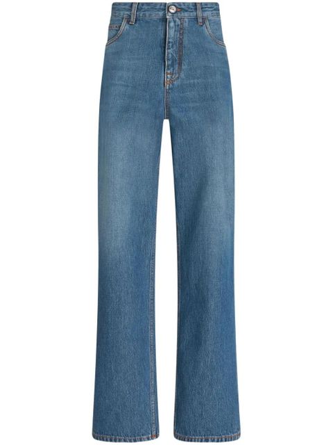 ETRO Pegaso-embroidered wide-leg jeans - Blue - zdjęcie produktu nr 1