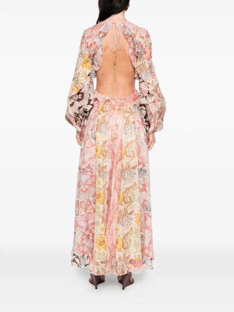 ZIMMERMANN Daylight Billow ruffled cutout-detail floral-print maxi dress - Pink