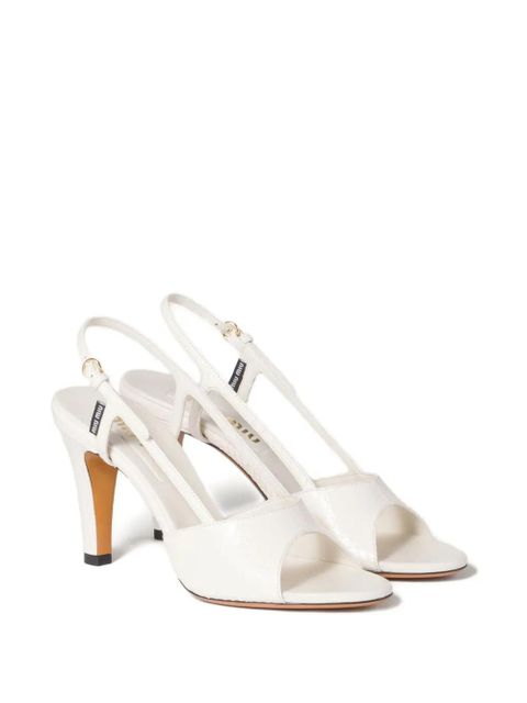 Miu Miu slingback leather sandals - White - zdjęcie produktu nr 2