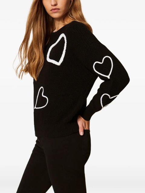 TWINSET hearts-detail long-sleeve sweater - Black
