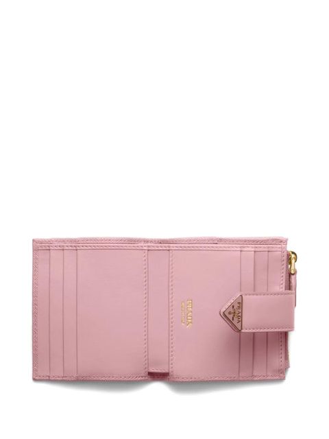 Prada small saffiano and smooth leather wallet - Pink