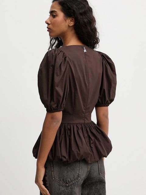 Rotate bluzka bawełniana damska kolor brązowy gładka 1151121667