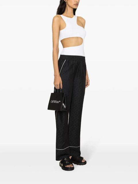Off-White logo-jacquard straight-leg trousers - Black
