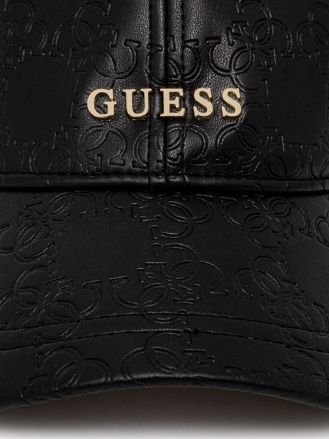 Guess czapka z daszkiem EMBOSSED kolor czarny z aplikacją V5RZ00 WH8D0