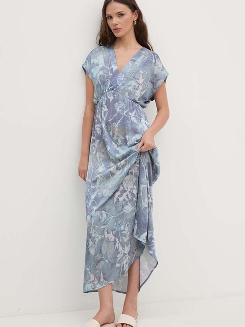 Sandro Ferrone sukienka kolor niebieski maxi rozkloszowana SFS32XBDMORISIA - zdjęcie produktu nr 1