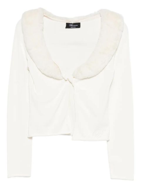 Blumarine faux-fur-collar cardigan - White - zdjęcie produktu nr 1