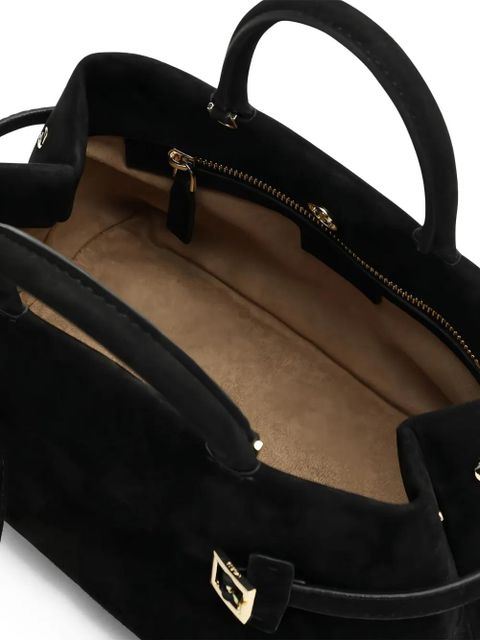 Manu Atelier buckle-fastening suede tote bag - Black